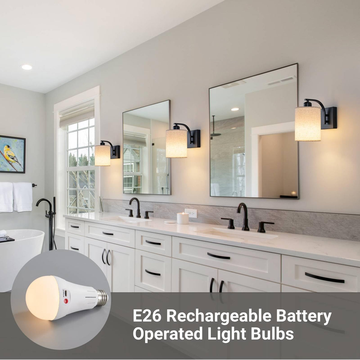 Powfloven dual-sconce set ideal for living room or hallway lighting.