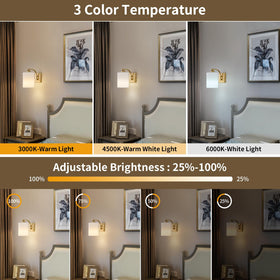 Powfloven Gold battery operated sconce ideal for bedroom or hallway lighting