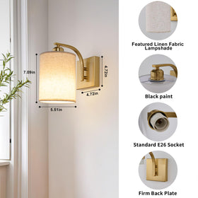 Powfloven Gold wireless wall light duo for cordless living room ambiance