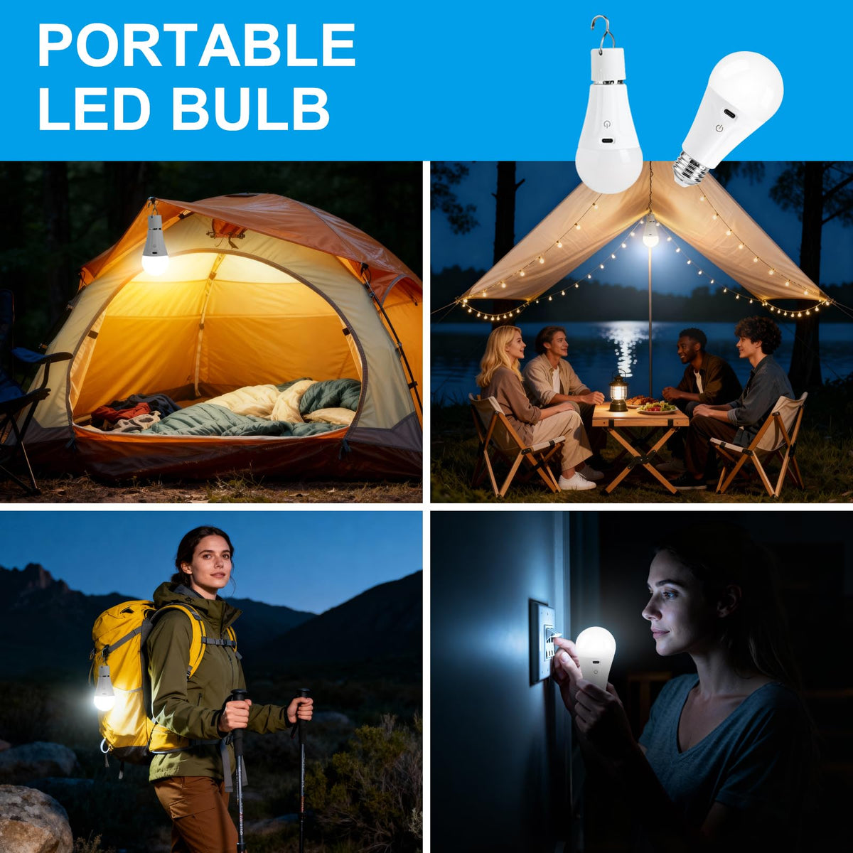 Powfloven compact bulb designed for travel and backup lighting.