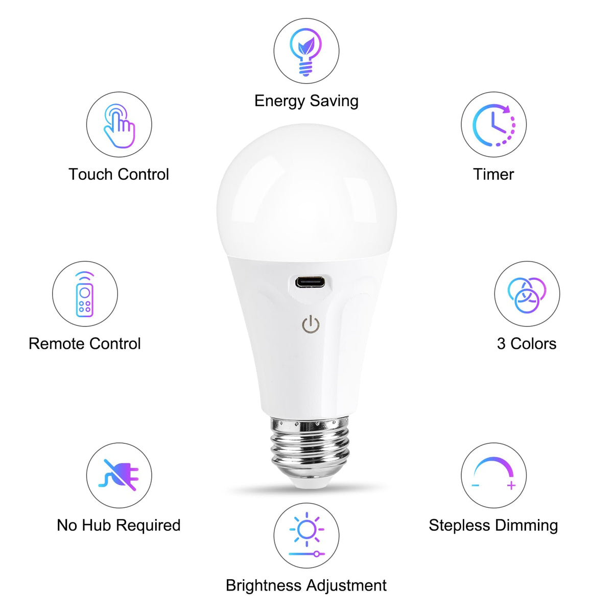 Powfloven three-color dimmable bulb switches from warm to daylight mood.
