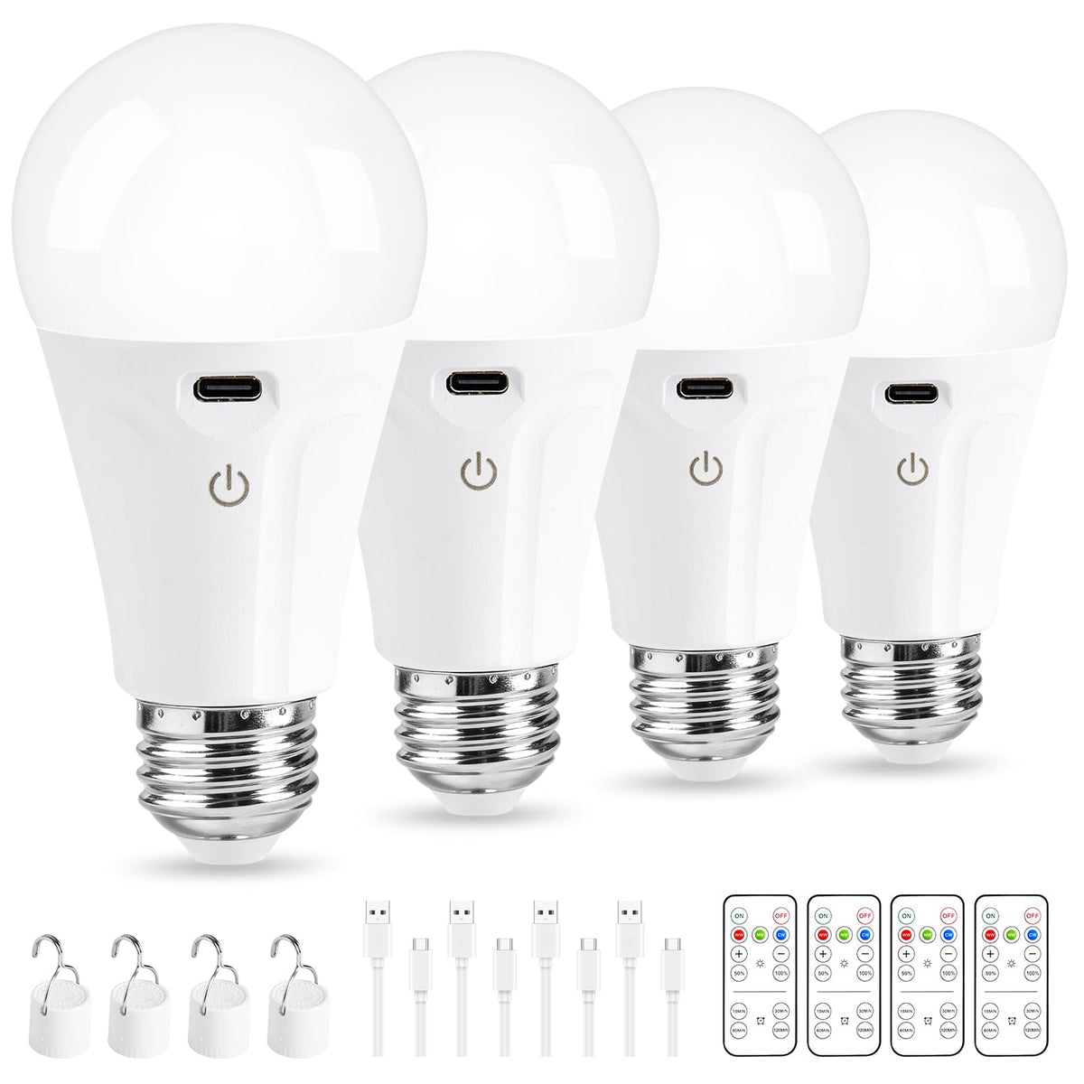 Powfloven rechargeable light bulb with remote control for convenient, room-wide lighting.