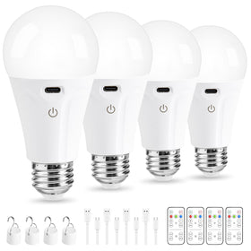 Powfloven rechargeable light bulb with remote control for convenient, room-wide lighting.