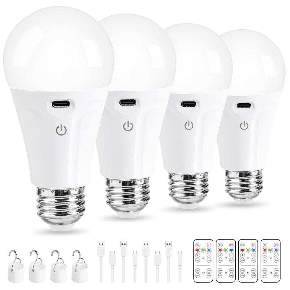 Powfloven rechargeable light bulb with remote control for convenient, room-wide lighting.