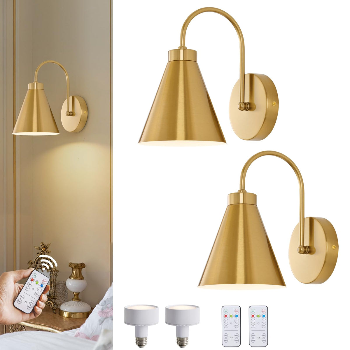 Powfloven vintage brass gooseneck lamp set adds timeless style for cozy evenings.