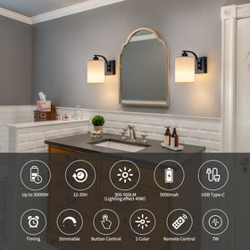 Powfloven charging base keeps battery-powered sconces ready.