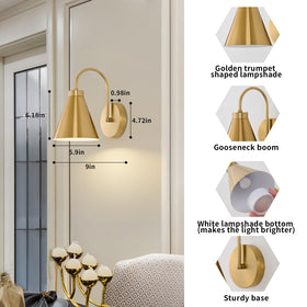 Powfloven wall sconce with remote control for easy brightness adjustments.