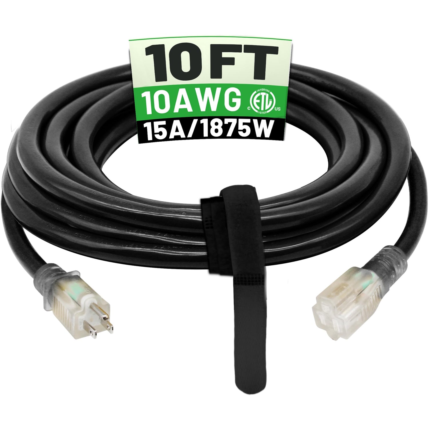 POWGRN outdoor extension cord with lighted end for safe night use and quick status check