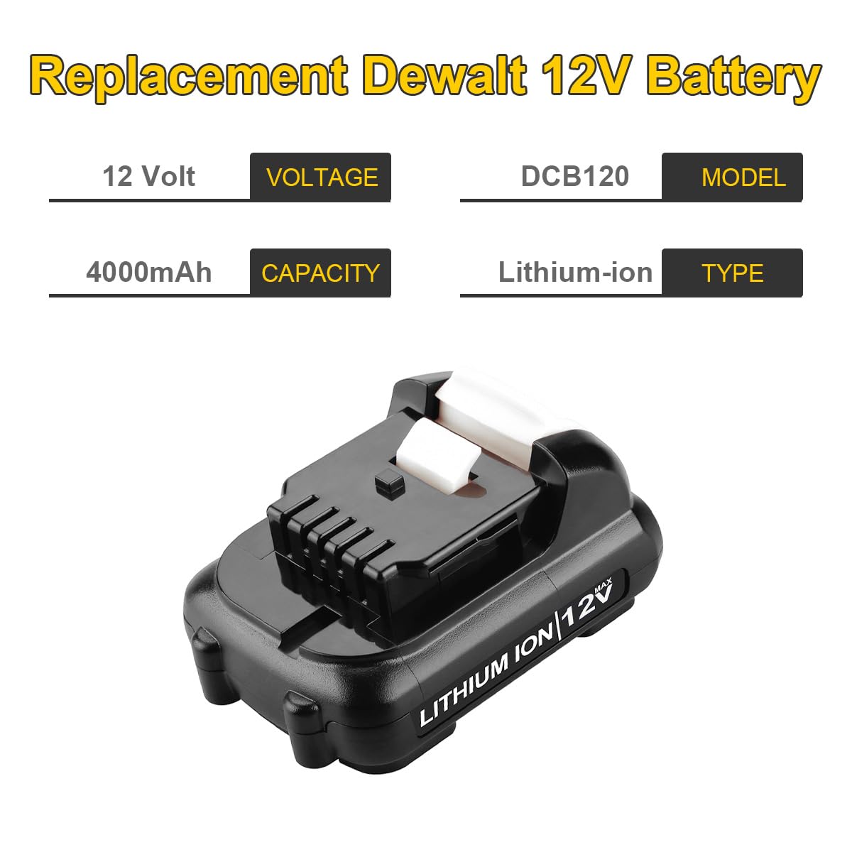 Powilling 12V DCB120 battery beside tools, dependable performance for tasks.