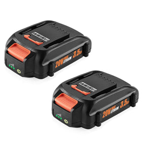 Powilling 2-Pack 3.5Ah 20V battery front view showing compact design for Worx tools