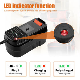 Powilling replacement charger 90556254-01 for Black & Decker batteries.