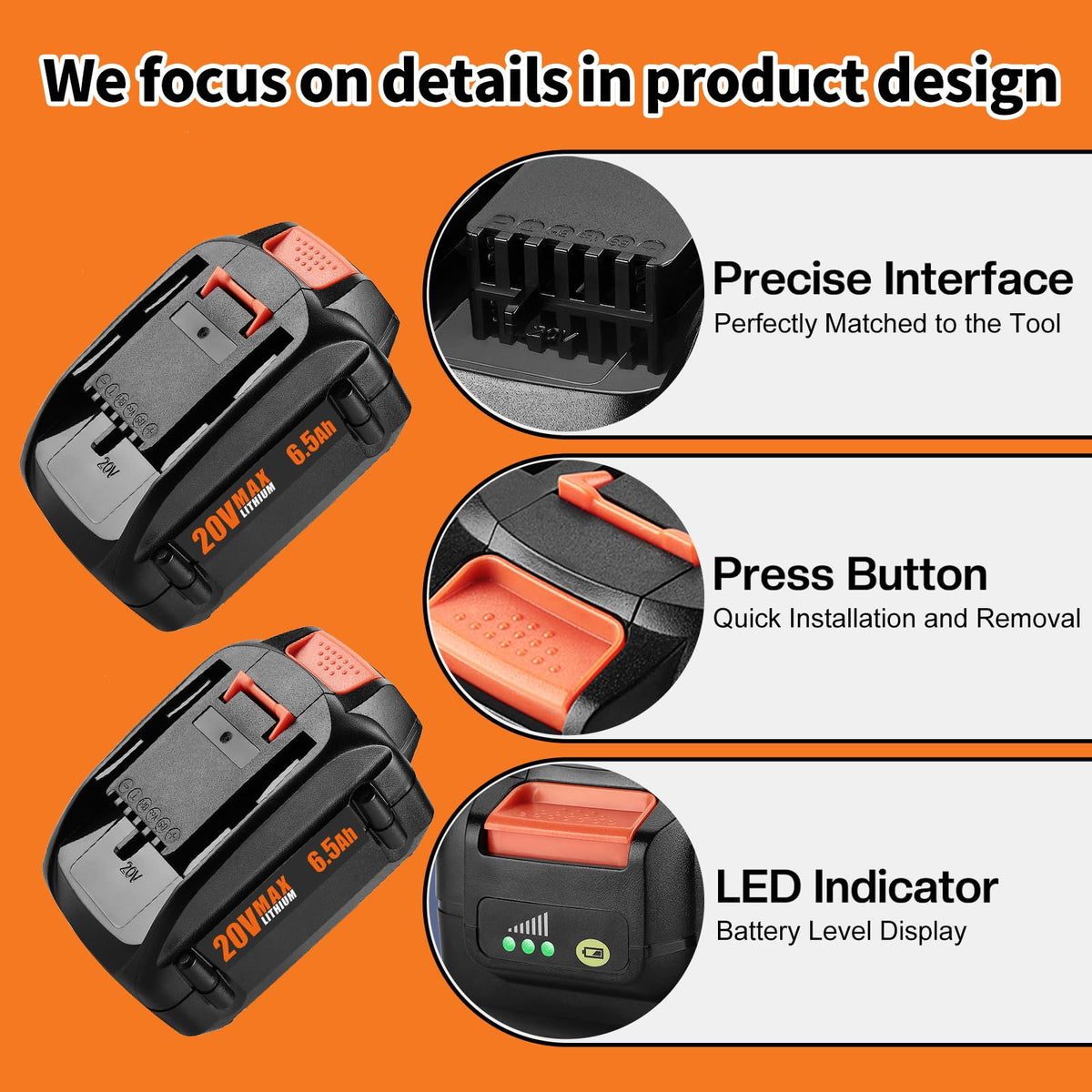 Powilling 6500mAh battery compatible with WG170 for longer work