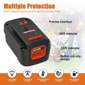 Powilling battery side detail highlights lightweight lithium construction.