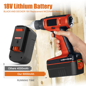 Powilling battery compatible with Black & Decker 18V systems for versatile use.