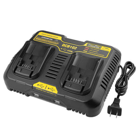 Powilling DCB102BP replacement charger front view with dual charging.