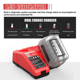 Powilling dual voltage charger auto-detect switches 12V or 18V charging