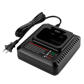 Powilling fast charger for Black & Decker LCS40, front view, quick charging ready.
