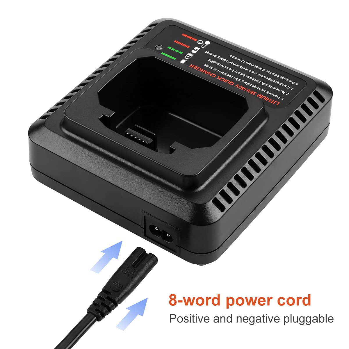 Powilling LCS40 charger, LED indicators show status.