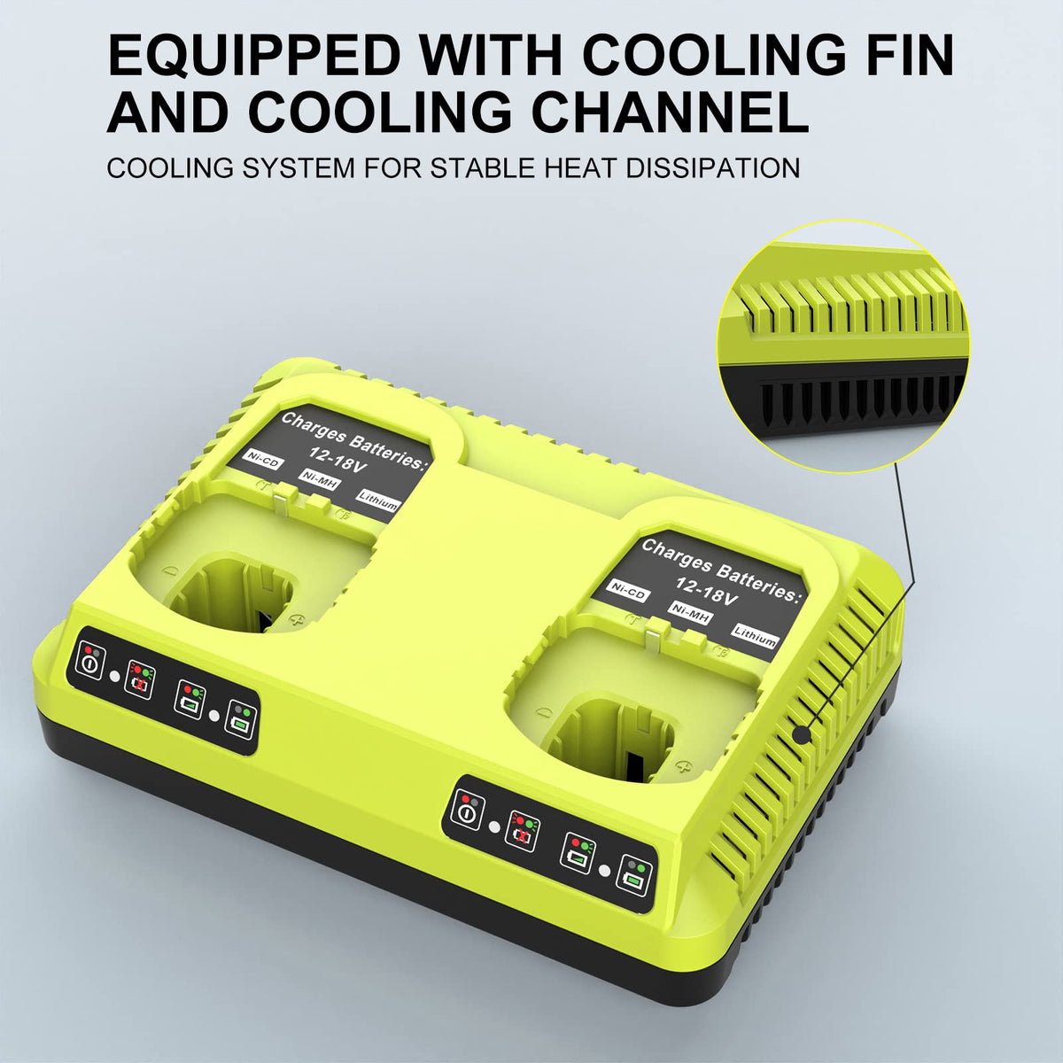 Powilling Ryobi 18V compatibility image shows P100 to P108 battery range.