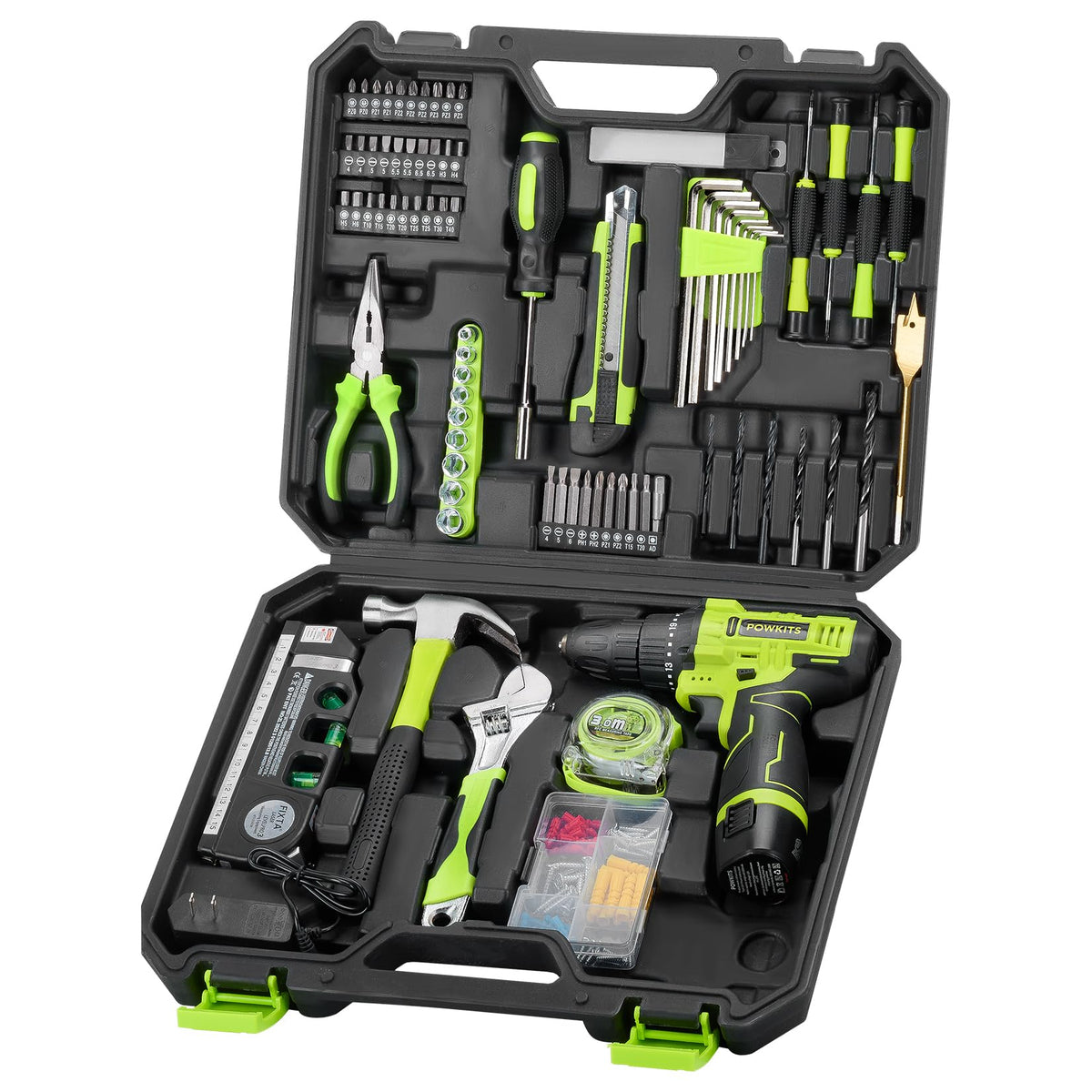 POWKITS cordless drill 12V with battery and charger for quick home fixes