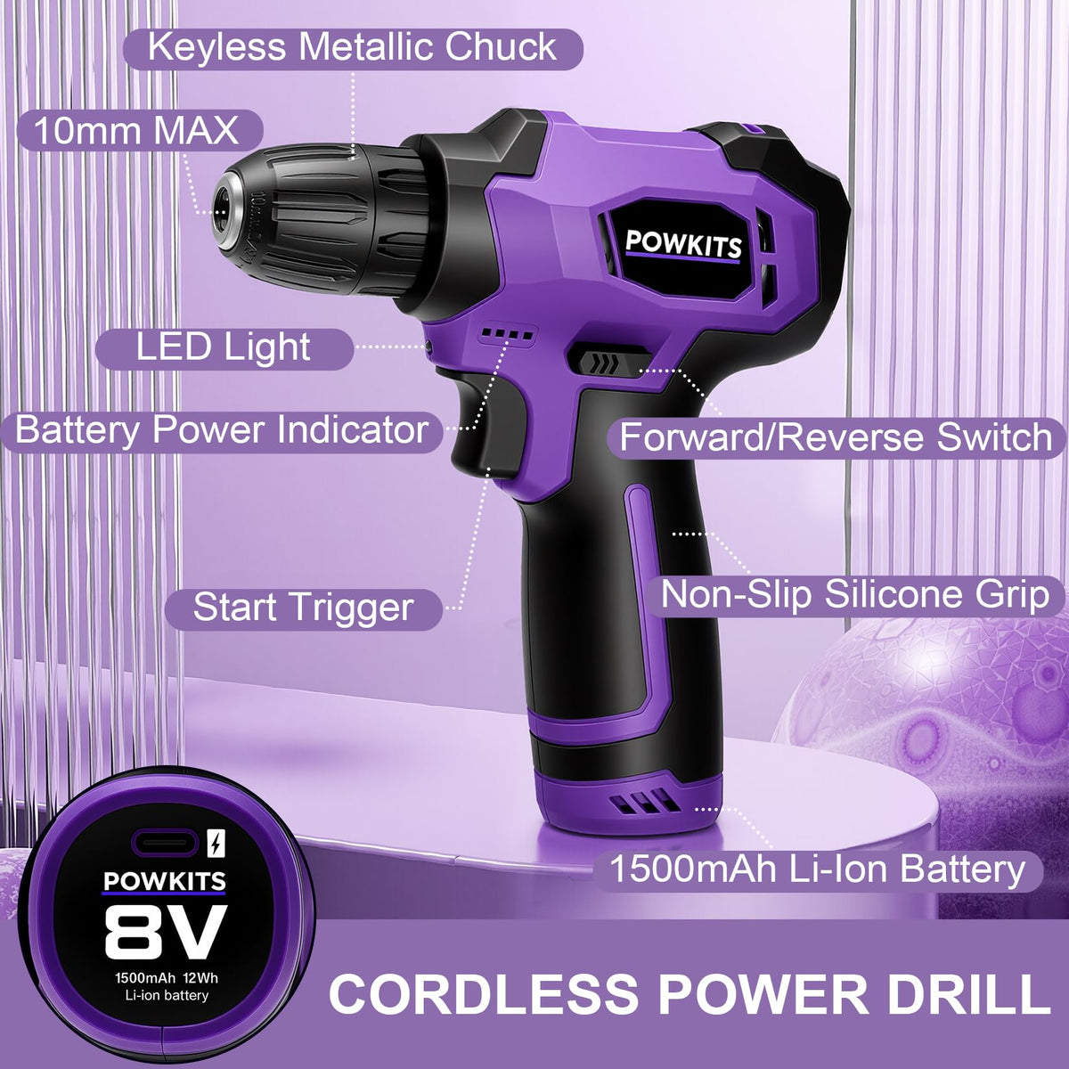 Powkits laser level included for accurate alignment in shelves and mounts.
