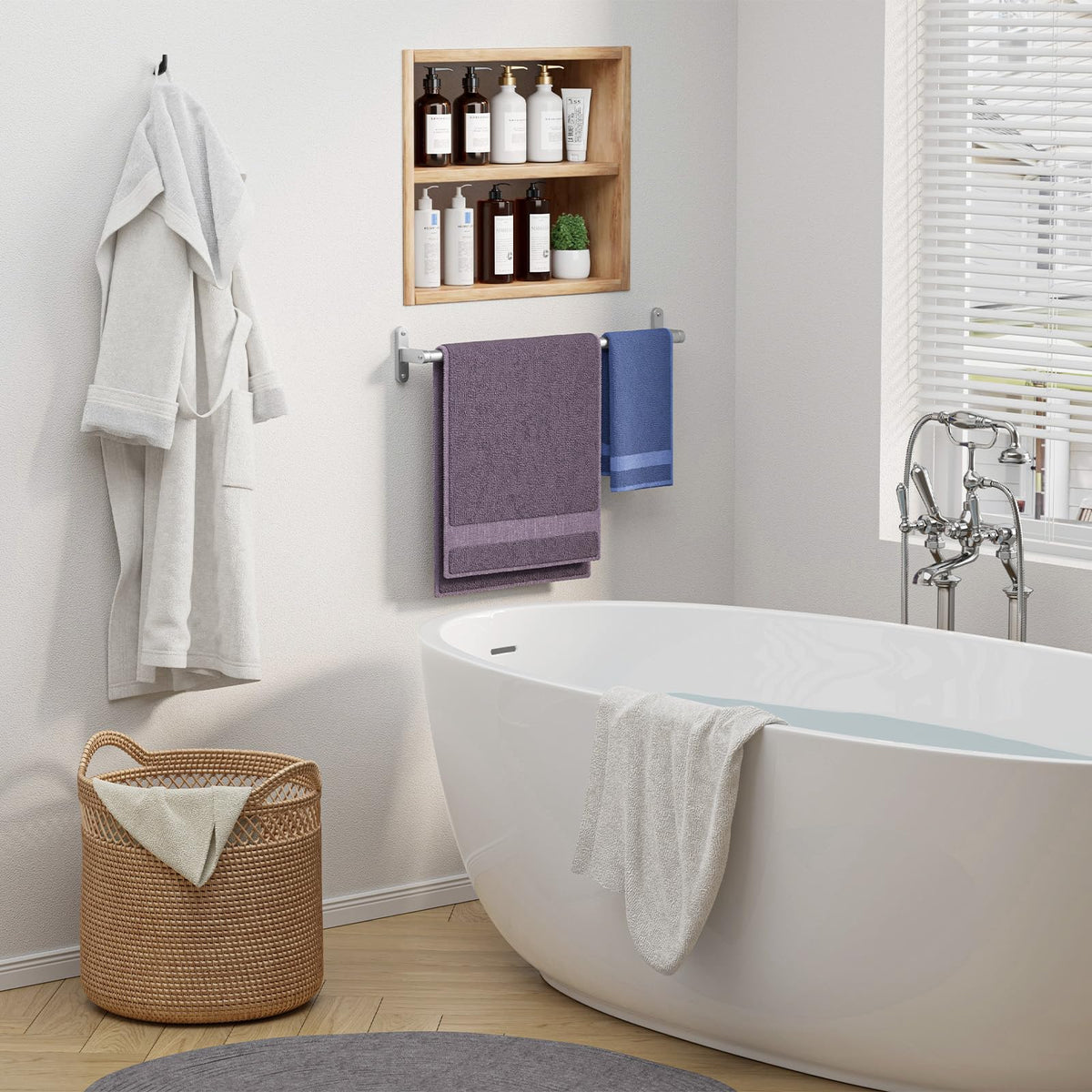 Powools brushed nickel rack adds modern decor and practical storage