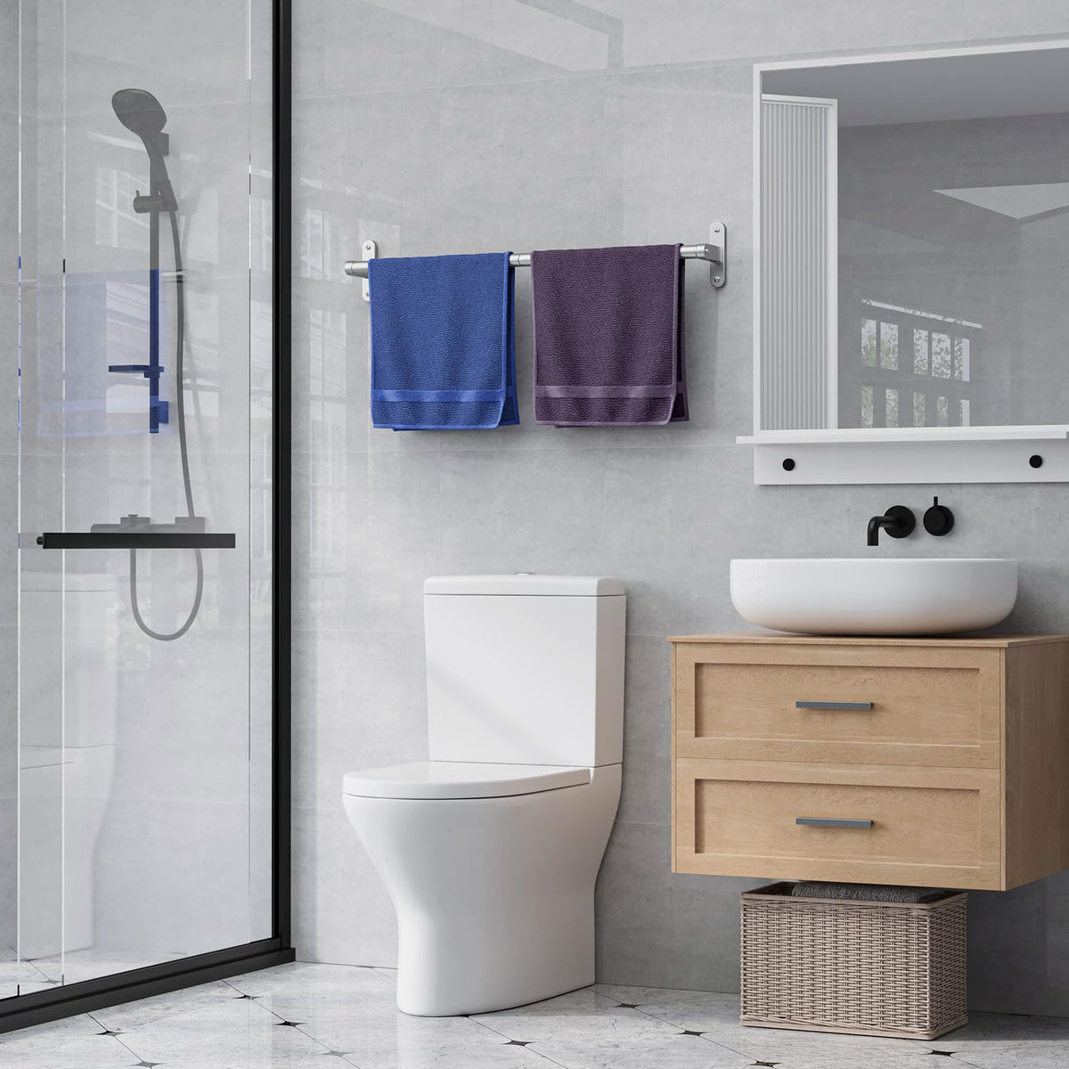 Powools towel rack smooth finish cleans easily and resists snagging