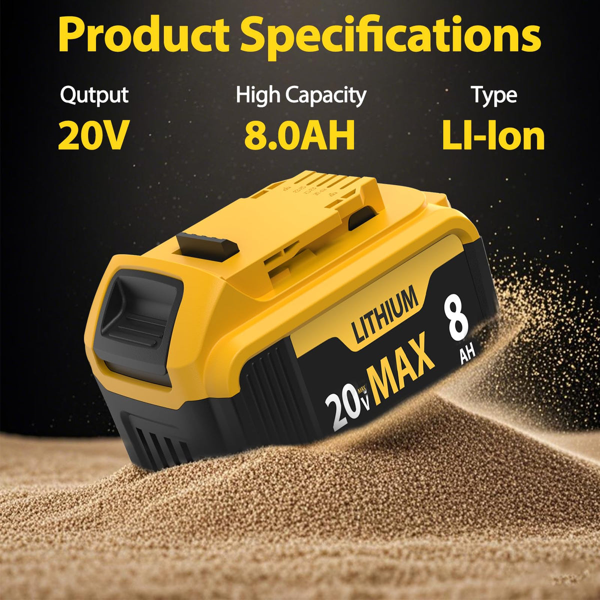 LED power indicator on PowQualliane battery for at-a-glance charge level