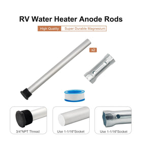 Powswopx magnesium anode rod with 1-1/16 inch socket for easy replacement