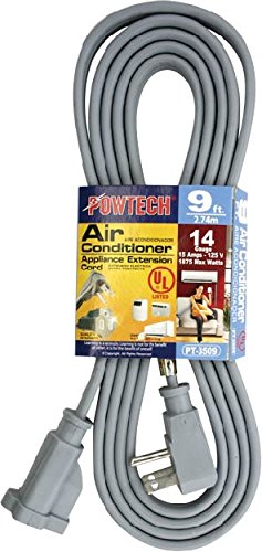 Powtech heavy-duty 9ft extension cord for major appliances, grounded and safe for home use.