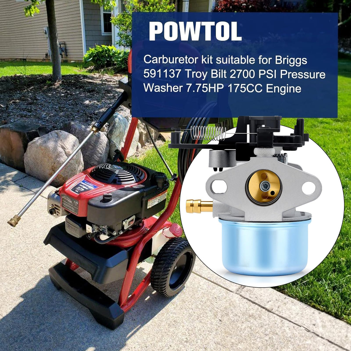Powtol carburetor for Troy-Bilt 3000 PSI designed for durable performance in demanding cleaning tasks.