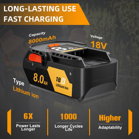 POWTREE Ridgid 18V battery interior view highlighting high capacity