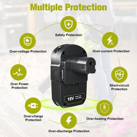 PowTree 4000mAh Ryobi P102 battery compatible with ONE+ tools and charging