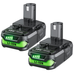 PowTree 4000mAh Ryobi P107 battery shown with long-lasting cordless power for tools