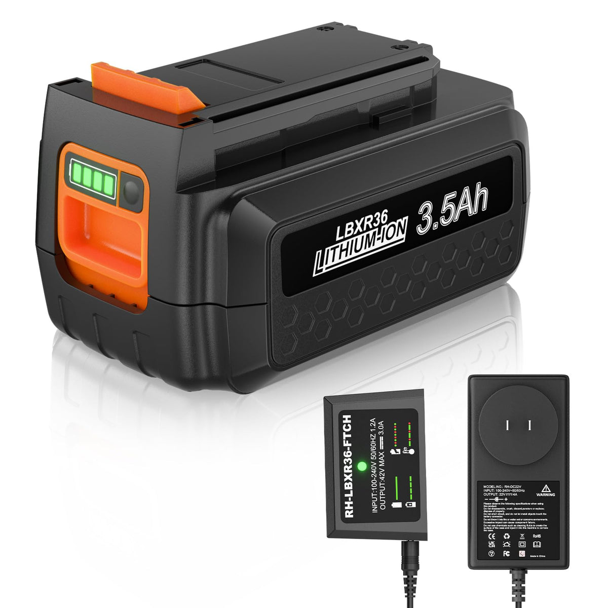 POWTREE 40V battery with 3500mAh capacity delivering longer run time.