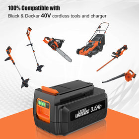 POWTREE 40V battery attached to a tool ready for task use.