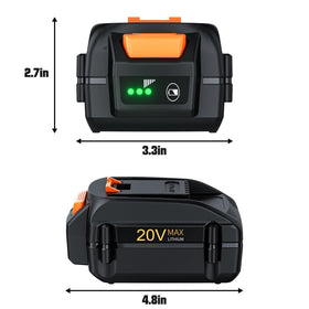 Powtree high-quality cells in 8000mAh 20V battery for reliable Worx performance.