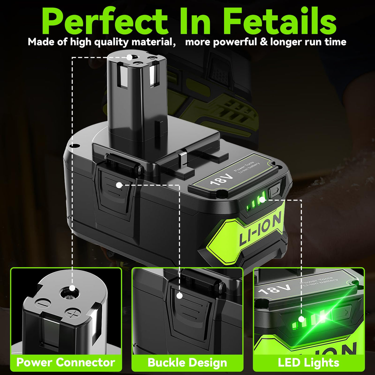 POWTREE battery pack with visual indicator aids monitoring power