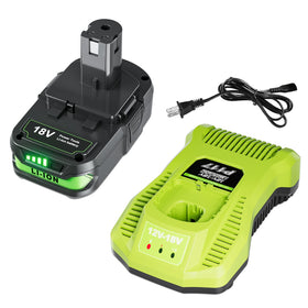POWTREE upgraded 4000mAh 18V battery front view for long-lasting Ryobi power