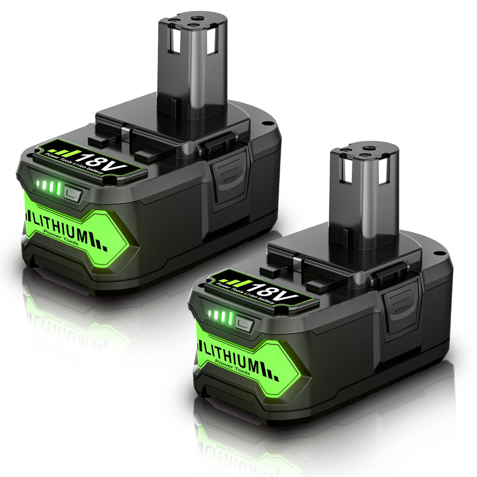 POWTREE 7.0Ah Ryobi 18V battery with LED indicator for ONE+ tools.