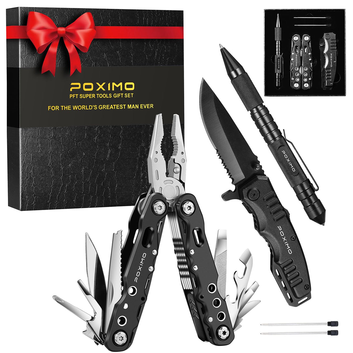 POXIMO PFT 14-in-1 multi-tool in open plier mode for versatile outdoor tasks.
