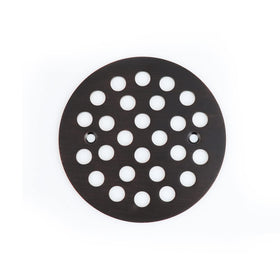 Poyde round drain cover in oil rubbed bronze for high-flow drainage
