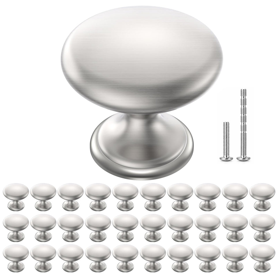 POZEAN brushed nickel knob pack front view for cohesive kitchen hardware.