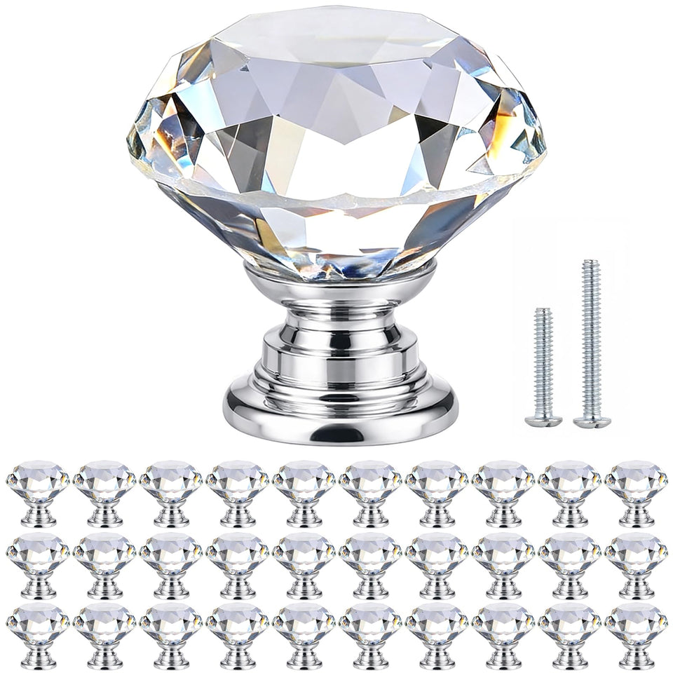POZEAN crystal knob drawer-30mm adds sparkling elegance to cabinetry.