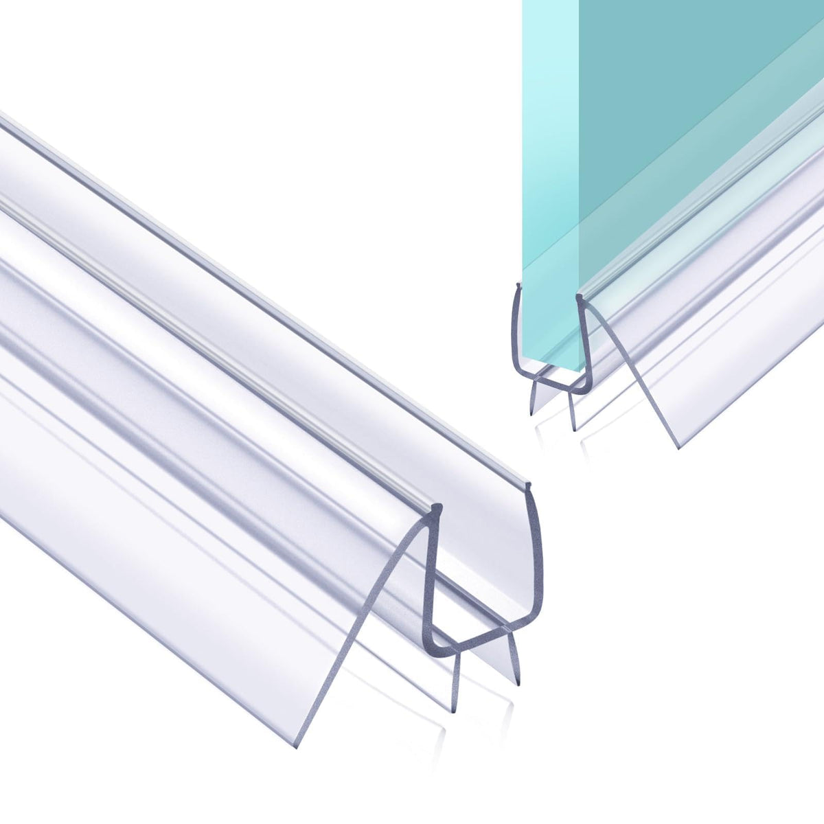 POZIA seal on frameless glass provides seamless look and leak protection.