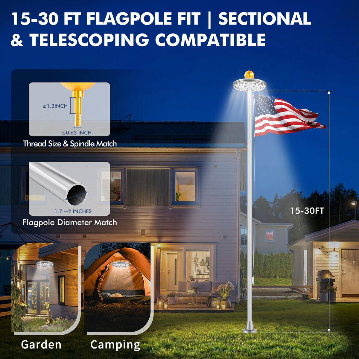 PPQ easy 30 second install fits standard flagpoles quickly