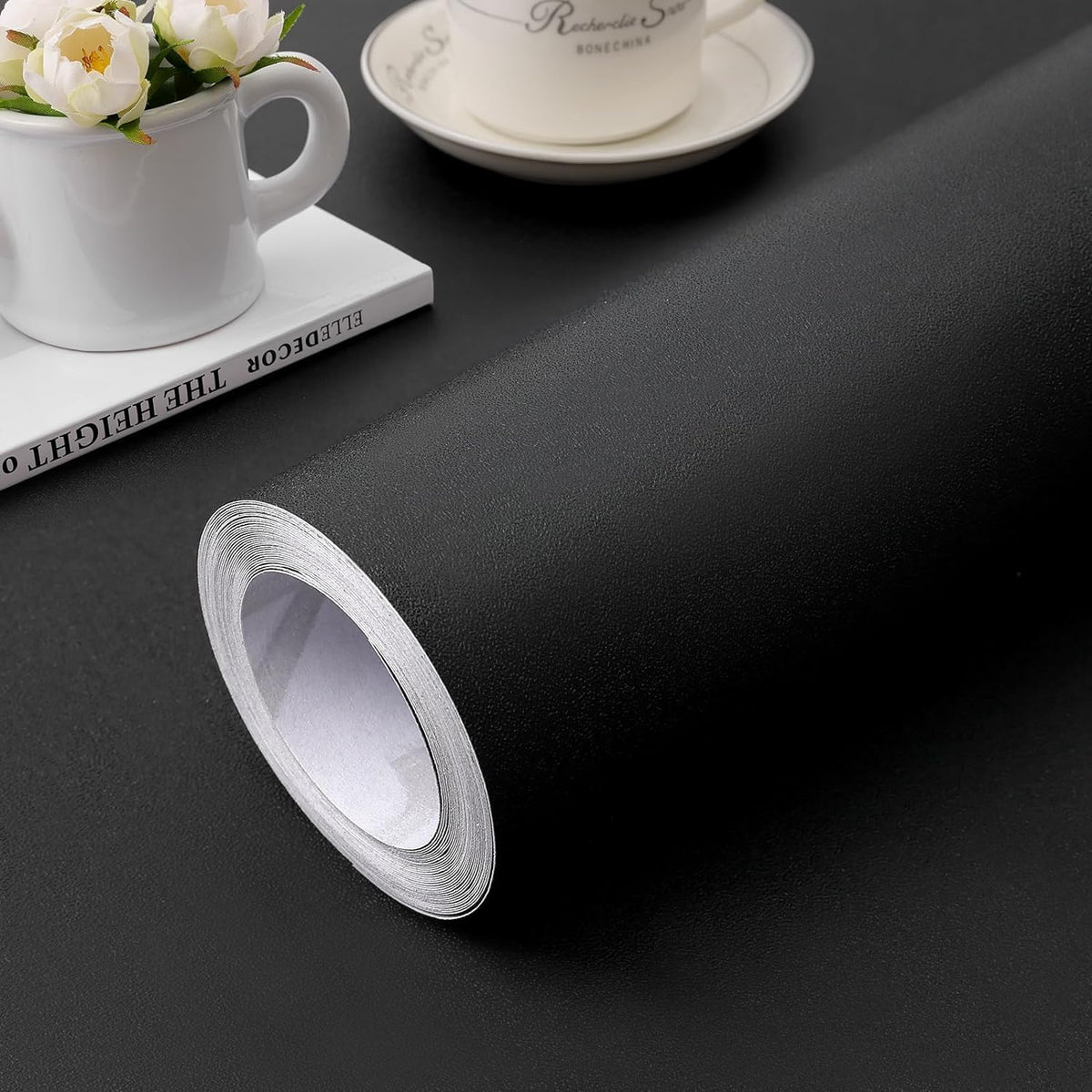 practicalWs black wallpaper with grid back for precise measurement and easy cutting