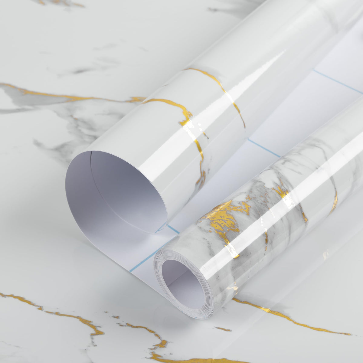 practicalWs glossy marble wallpaper closeup with white and gold veins for luxury accents