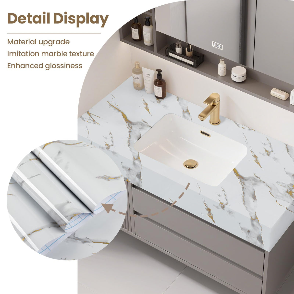 practicalWs marble wallpaper transforms furniture with an easy makeover