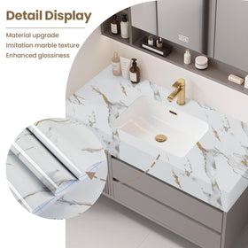 practicalWs marble wallpaper transforms furniture with an easy makeover